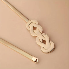 Geometric Knot Elastic Girdle Golden Silvery Dress Belt Metal Waistband Women