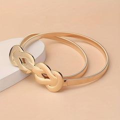 Geometric Knot Elastic Girdle Golden Silvery Dress Belt Metal Waistband Women