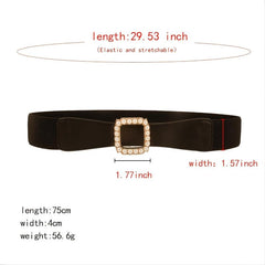 High Elasticity Ladies Square Buckle Pearl Belt With Dress