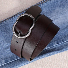 Vintage Double Ring Buckle Solid Belt Casual Jeans Pants Belts For Women