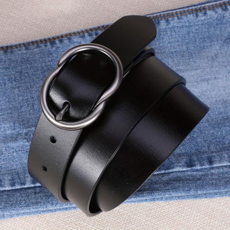 Vintage Double Ring Buckle Solid Belt Casual Jeans Pants Belts For Women