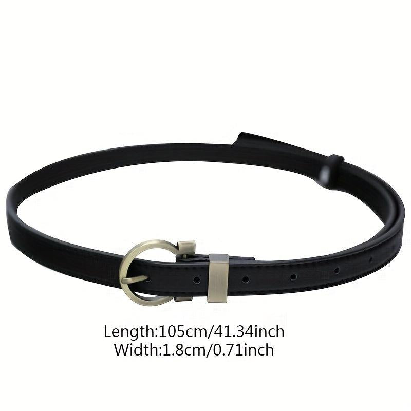 Vintage Round Buckle PU Belt Solid Stylish Jeans Pants Belt