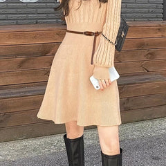 Vintage Embossed Leather Belt Striped Thin Sweater Girdle