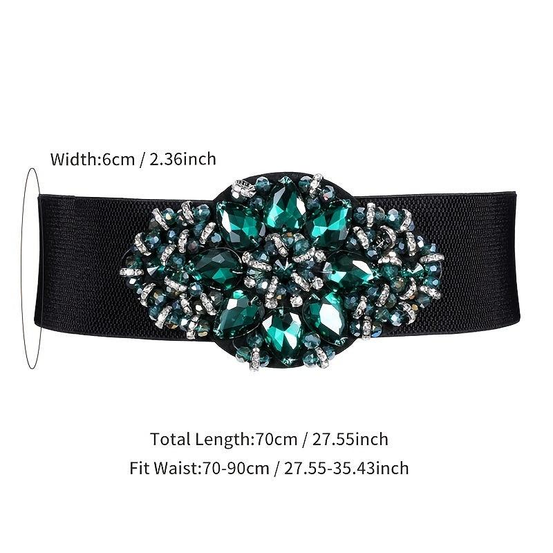 Rhinestone Belt Crystal Buckle Elastic Waistband for Women Girls
