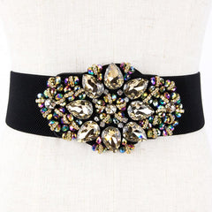 Rhinestone Belt Crystal Buckle Elastic Waistband for Women Girls