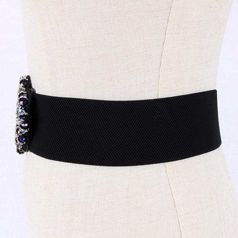 Rhinestone Belt Crystal Buckle Elastic Waistband for Women Girls
