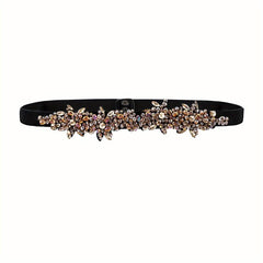 Vintage Crystal Girdle Rhinestone Elastic Belt Waistband for Women