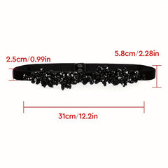 Vintage Crystal Girdle Rhinestone Elastic Belt Waistband for Women