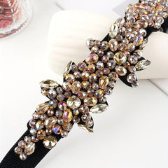 Vintage Crystal Girdle Rhinestone Elastic Belt Waistband for Women