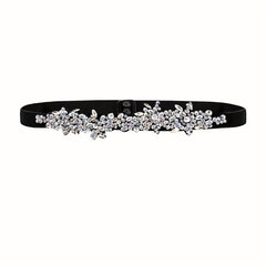 Vintage Crystal Girdle Rhinestone Elastic Belt Waistband for Women