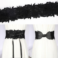 Wide Lace Waist Belt for Women Dress Skirt