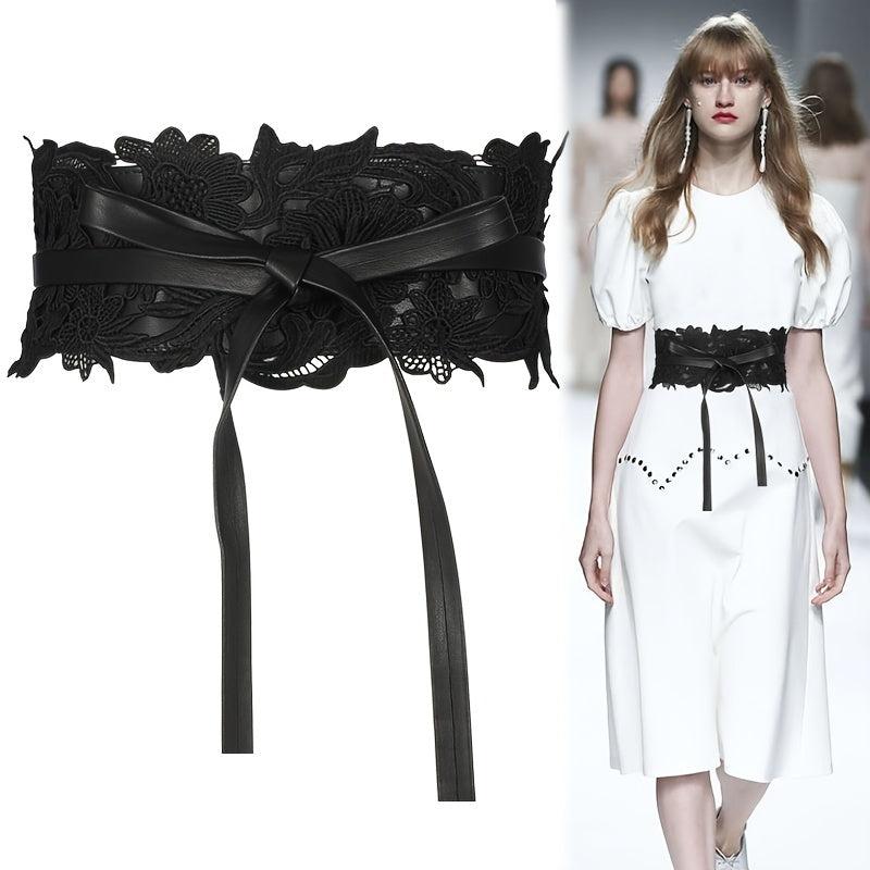Wide Lace Waist Belt for Women Dress Skirt