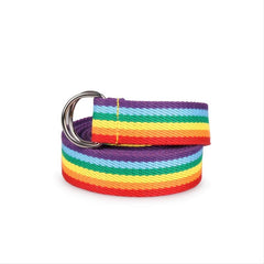 Rainbow Belt Double Ring D Buckle LGBT Pride Canvas Belt Casual