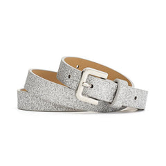 Glitter Fluorescent Waistband Adjustable Square Buckle Belt