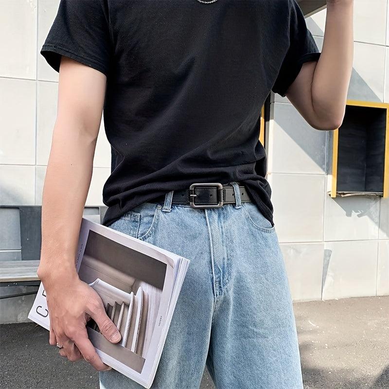 Men's PU Leather Casual Belt Square Pin Buckle Waist Strap Jeans Belt