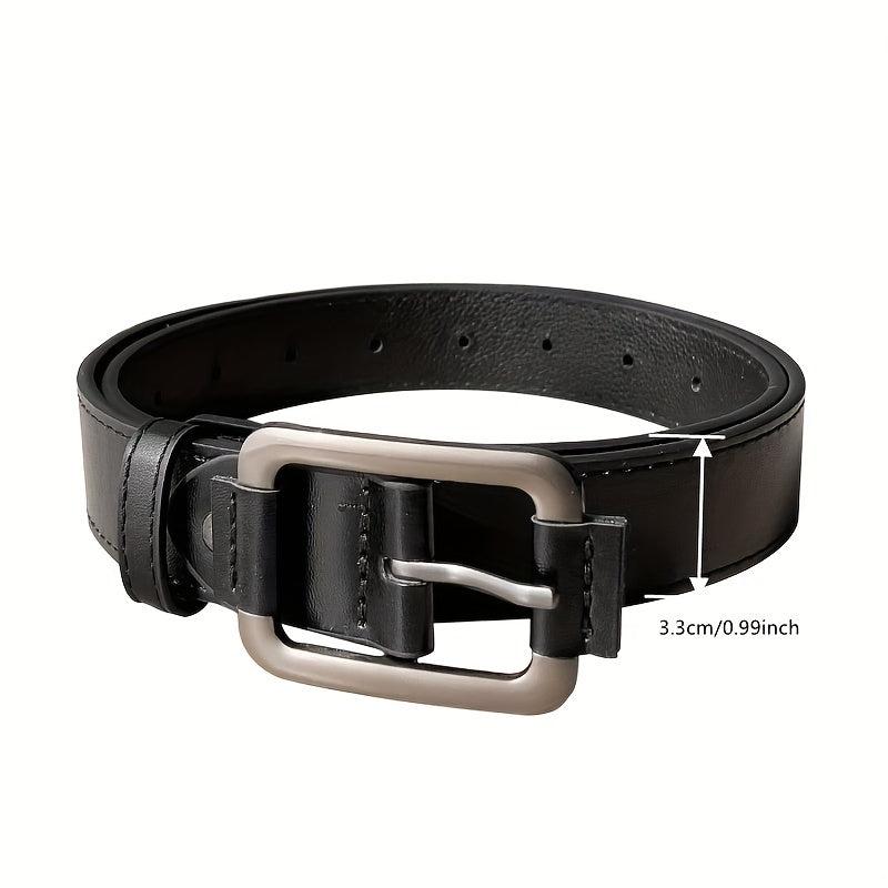 Men's PU Leather Casual Belt Square Pin Buckle Waist Strap Jeans Belt