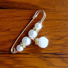 Faux Pearl Pendant Waist Pin Buckle Dress Jeans Pin Collar Buckle