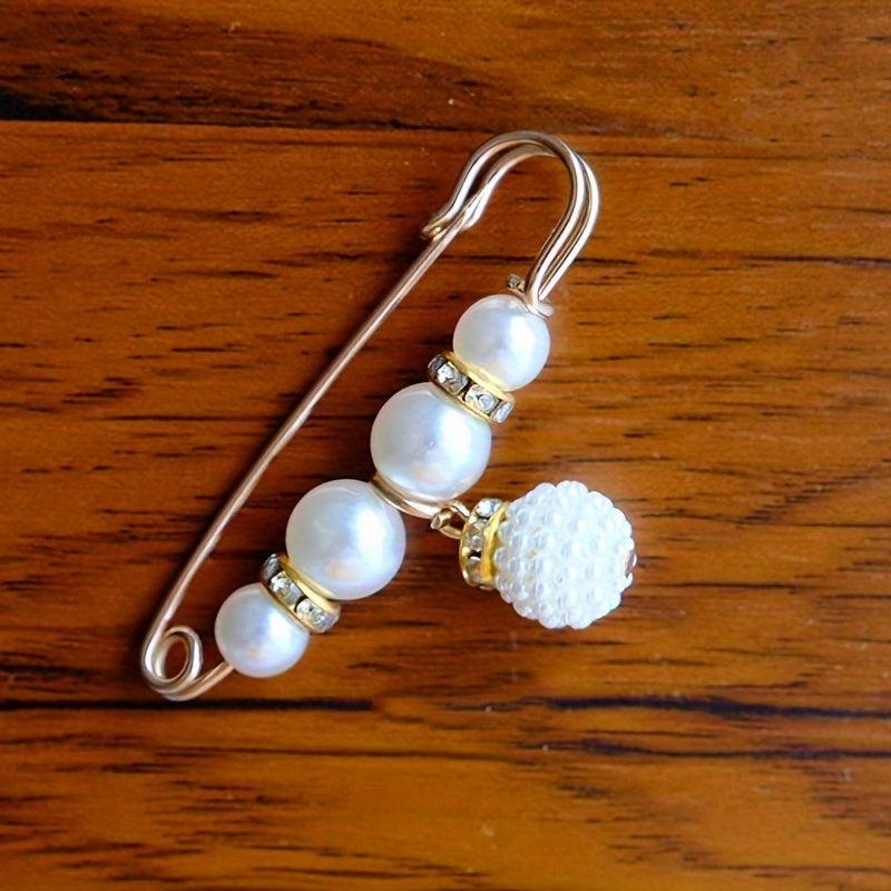 Faux Pearl Pendant Waist Pin Buckle Dress Jeans Pin Collar Buckle