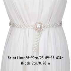 Faux Pearl Belt Women's Elastic Waist Chain Decorative Dress Belts