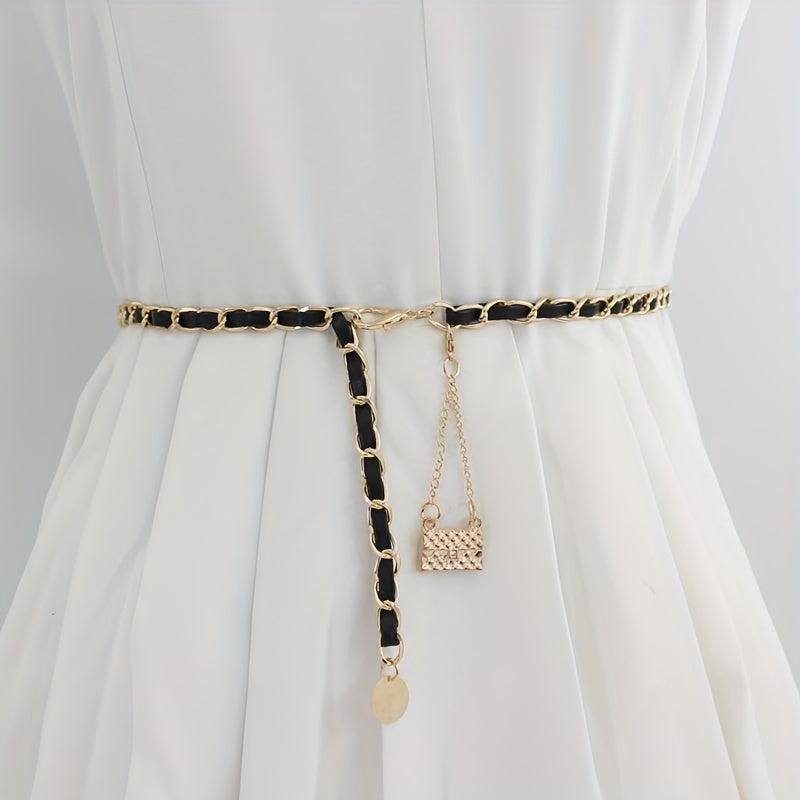 Golden Chain Tassel Waist Belt for Women Dress Girdle