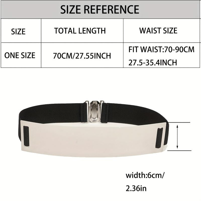 Metallic Glossy Wide Belt Waistband Punk Solid Elastic Waistband Belt