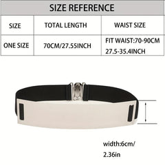 Metallic Glossy Wide Belt Waistband Punk Solid Elastic Waistband Belt