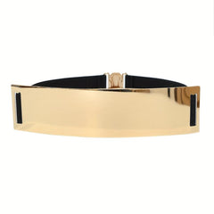 Metallic Glossy Wide Belt Waistband Punk Solid Elastic Waistband Belt
