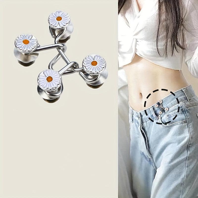 Daisy Metal Button For Pins Jeans Detachable Pant Clip