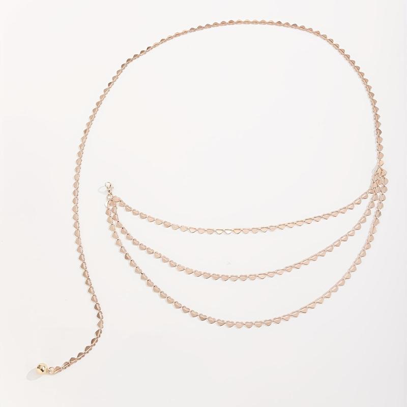 Golden Heart Hollow Out Chain Belt Dress Girdle Women Accessories