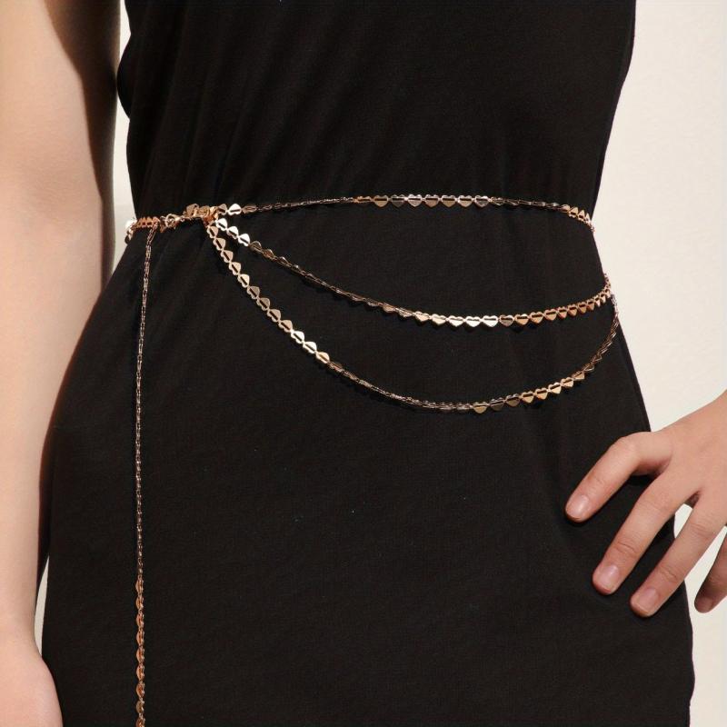 Golden Heart Hollow Out Chain Belt Dress Girdle Women Accessories