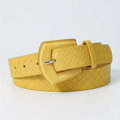 Square Buckle PU Embossed Belt Women Wide Waist Belts