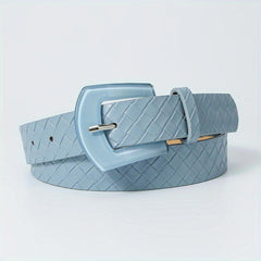 Square Buckle PU Embossed Belt Women Wide Waist Belts