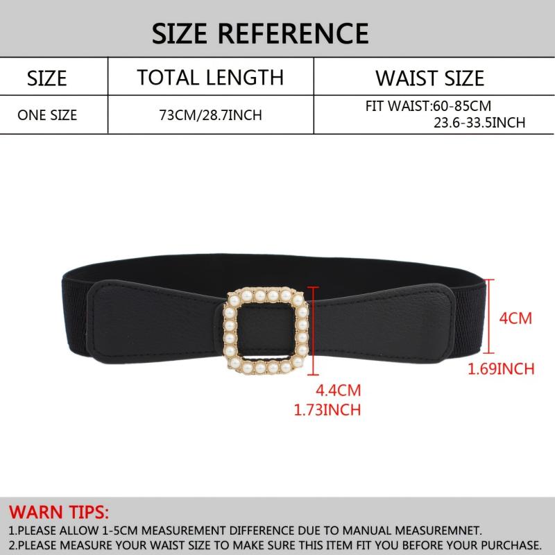 Women's Elastic Belt Square Pearls Buckle Waist Slimming Girdle
