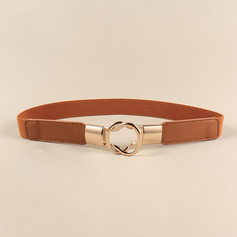 4PCS Brown Leaf and Bow Buckle Belt Set for Women
