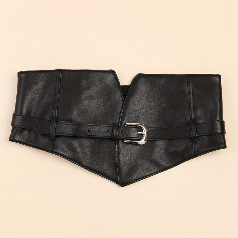 Punk Pin Buckle Wide Belt PU Leather Waistband Vintage Dress Coat Girdle