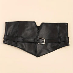 Punk Pin Buckle Wide Belt PU Leather Waistband Vintage Dress Coat Girdle