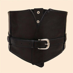 Punk Pin Buckle Wide Belt PU Leather Waistband Vintage Dress Coat Girdle