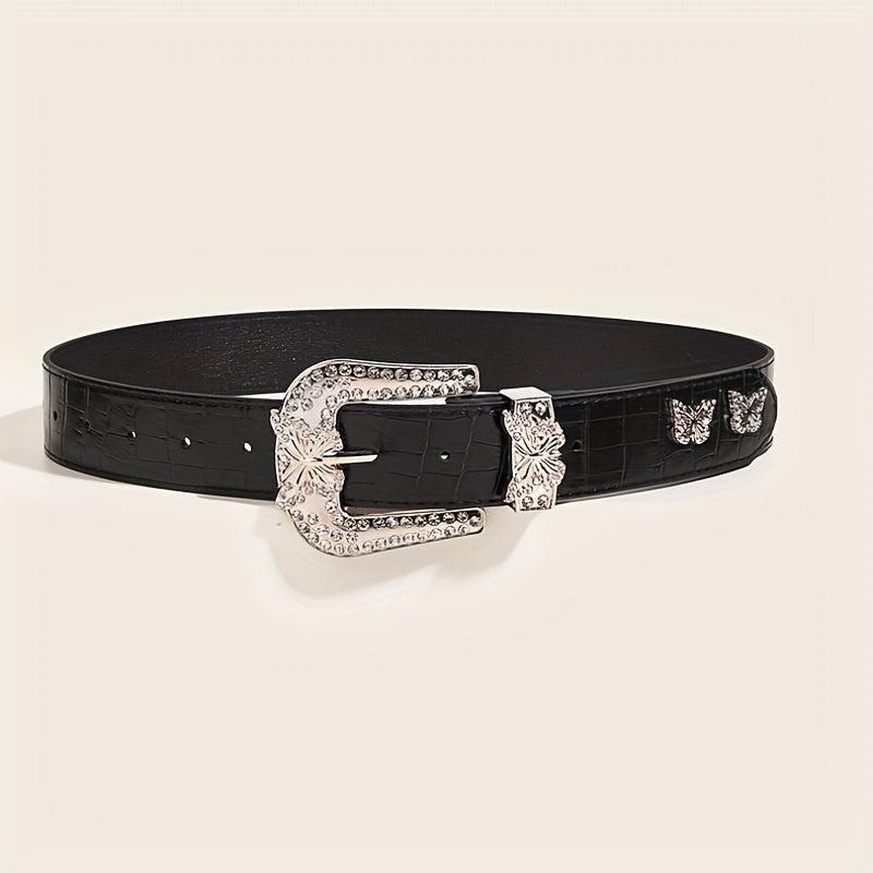 Butterfly Buckle PU Belt Y2K Vintage Rhinestone Punk Belts