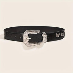 Butterfly Buckle PU Belt Y2K Vintage Rhinestone Punk Belts