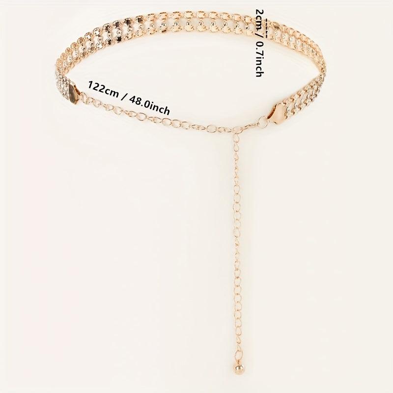 Crystal Decor Double Layer Chain Belt Dress Girdle Women Accessories
