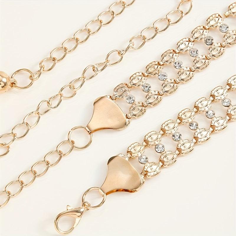 Crystal Decor Double Layer Chain Belt Dress Girdle Women Accessories