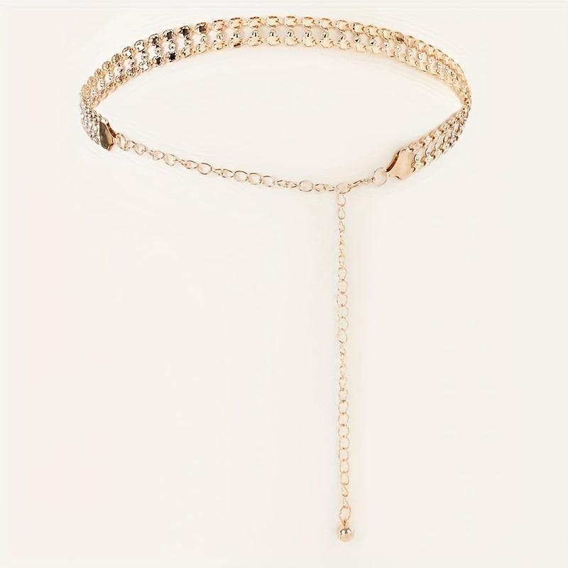 Crystal Decor Double Layer Chain Belt Dress Girdle Women Accessories