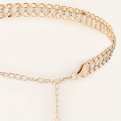 Crystal Decor Double Layer Chain Belt Dress Girdle Women Accessories