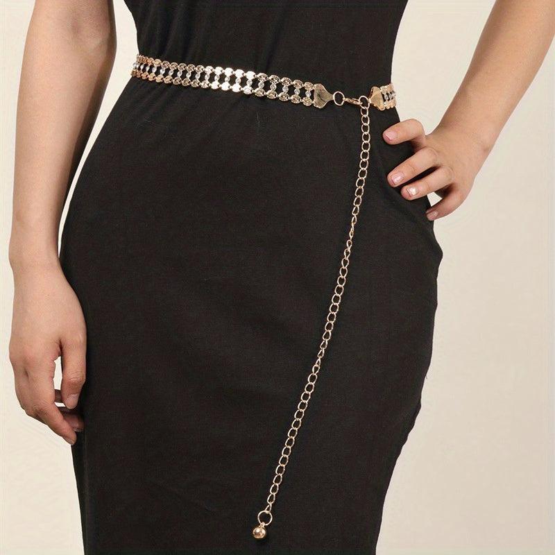 Crystal Decor Double Layer Chain Belt Dress Girdle Women Accessories