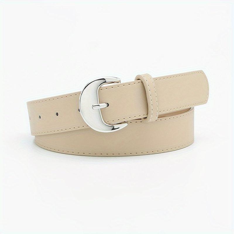 Crescent Buckle PU Belt Solid Waist Jeans Pants Belts Girdle Women