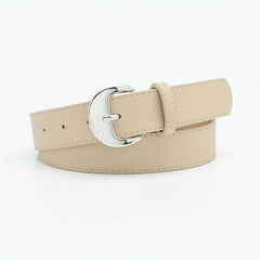 Crescent Buckle PU Belt Solid Waist Jeans Pants Belts Girdle Women