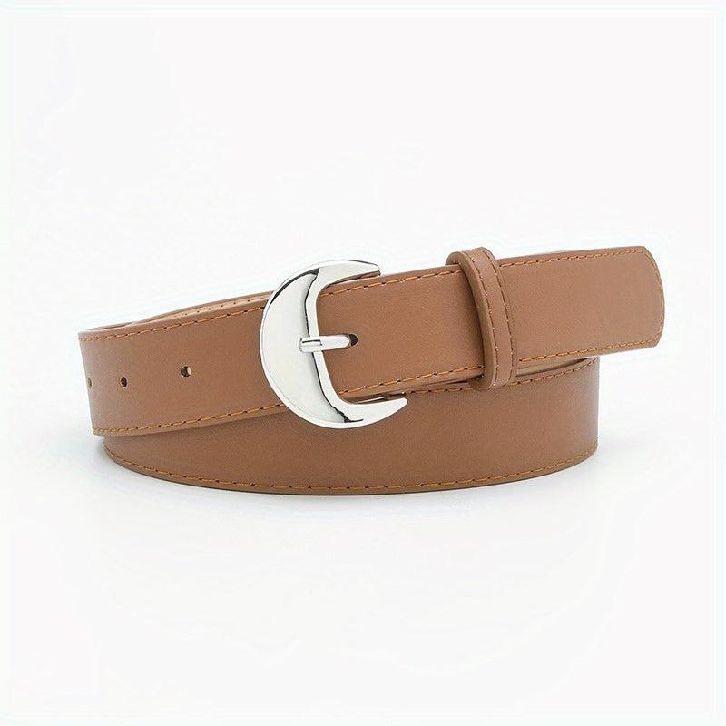 Crescent Buckle PU Belt Solid Waist Jeans Pants Belts Girdle Women