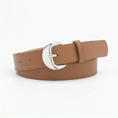Crescent Buckle PU Belt Solid Waist Jeans Pants Belts Girdle Women