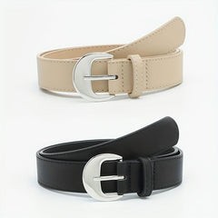 Crescent Buckle PU Belt Solid Waist Jeans Pants Belts Girdle Women