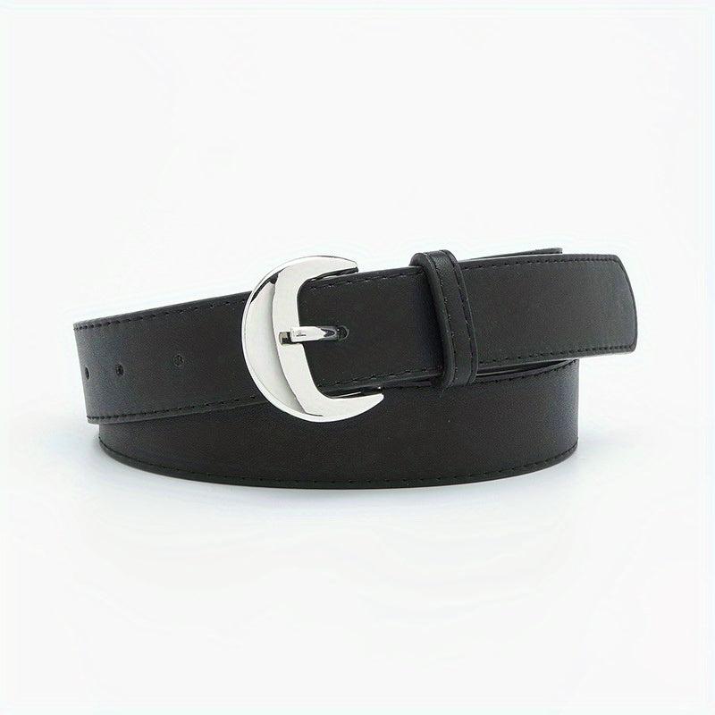 Crescent Buckle PU Belt Solid Waist Jeans Pants Belts Girdle Women